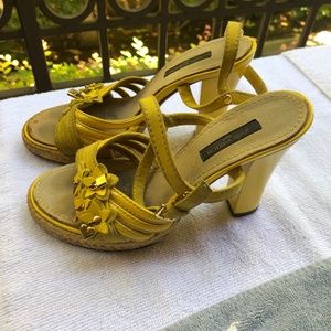 100% Authentic Louis Vuitton Yellow & Gold Charms Platform Sandals (used)